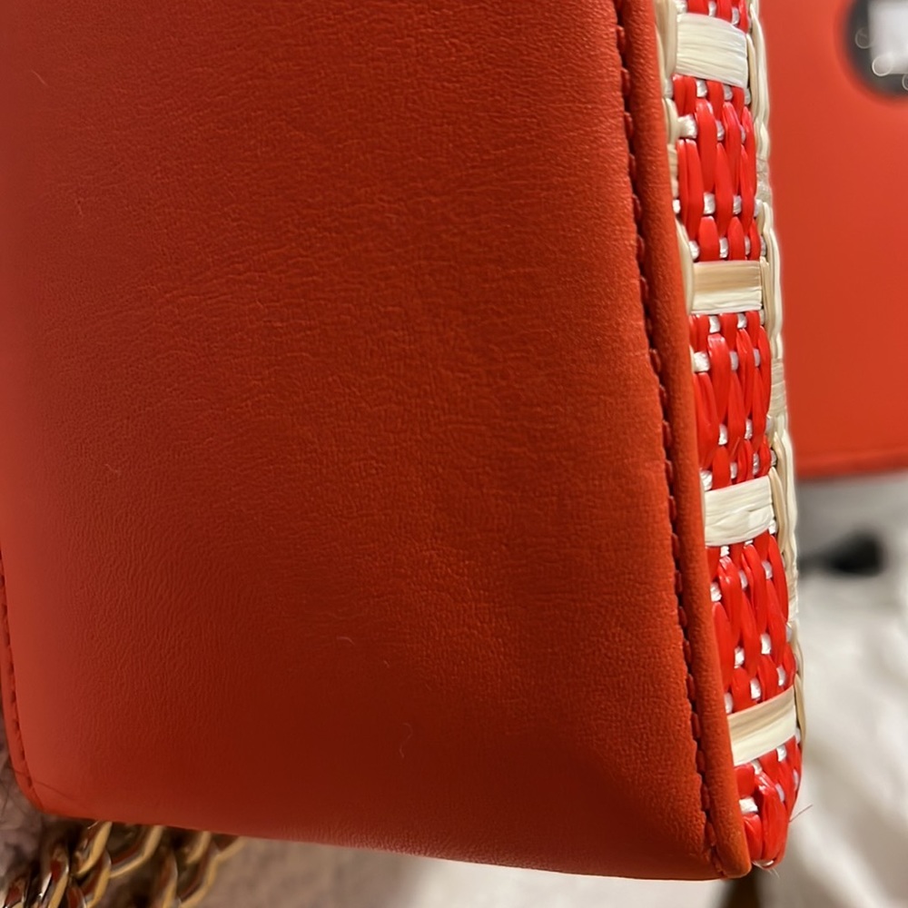 NWOT Vintage Kate Spade orange and cream fabric woven bag. - Picture 10 of 14